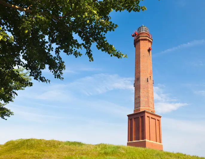 The famous red lighthouse in Norderney, Germany.