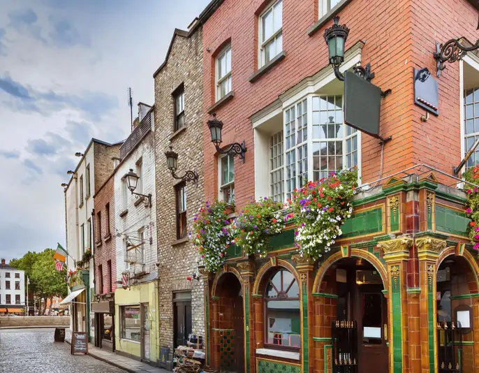 Temple Bar street in Dublin city center, Ireland